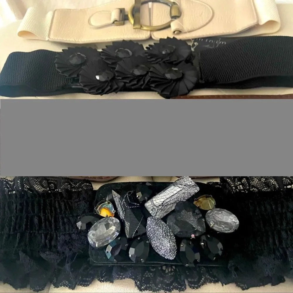 3 Vintage Belts Stretch Faux Leather